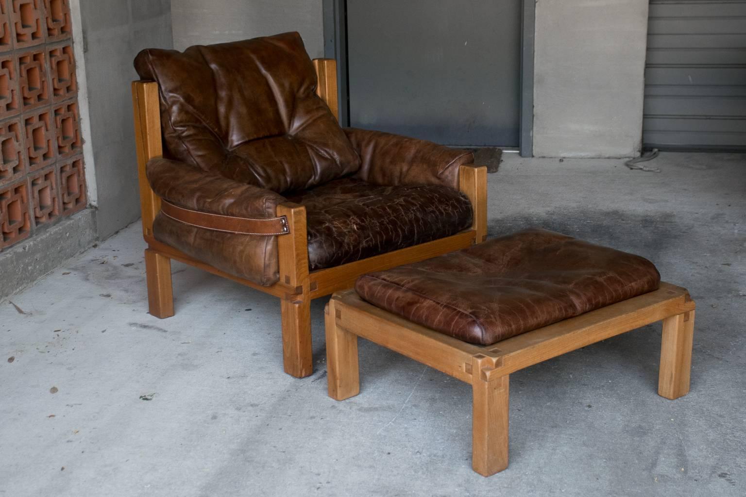 S15 Lounge Chair and Ottoman, Pierre Chapo, France, circa 1970 In Excellent Condition In Austin, TX