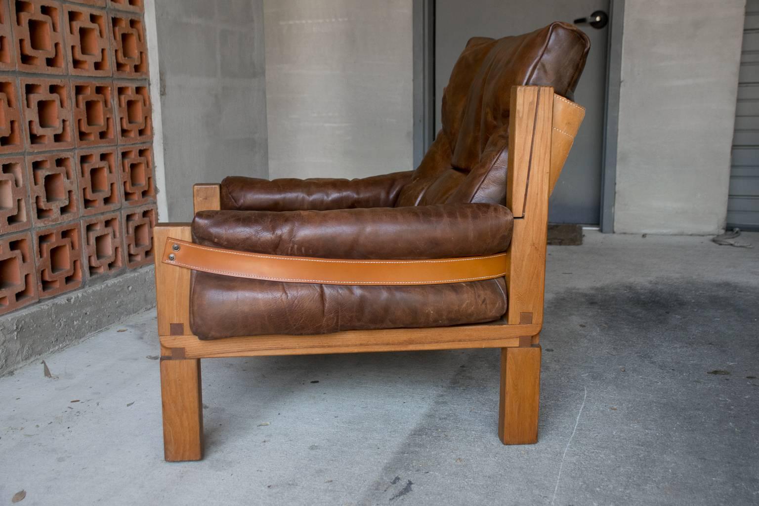 20th Century S15 Lounge Chair and Ottoman, Pierre Chapo, France, circa 1970