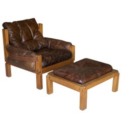 S15 Lounge Chair and Ottoman, Pierre Chapo, France, circa 1970