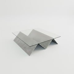 S2 Coffee Table in Brushed Aluminium by Giotto Pagani