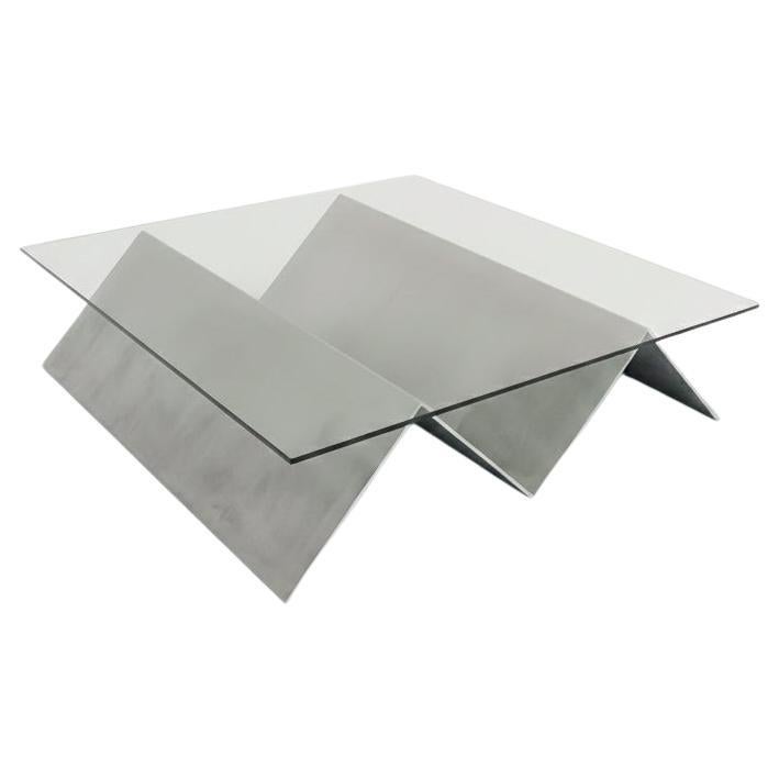 S2 Coffee Table in Brushed Aluminium by Giotto Pagani