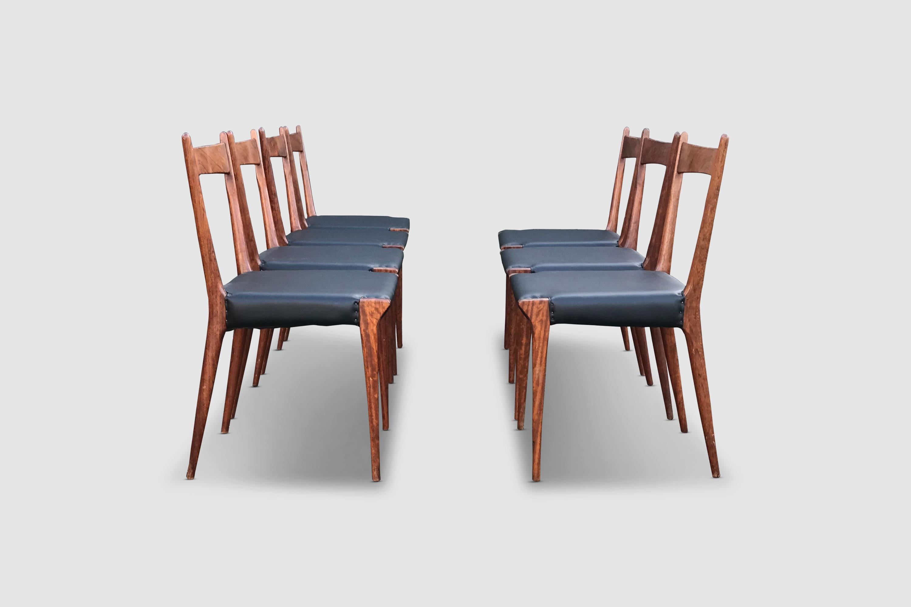 S2 Palissander Wood Dining Chair by Alfred Hendrickx for Belform 1950s, Set of 7 1