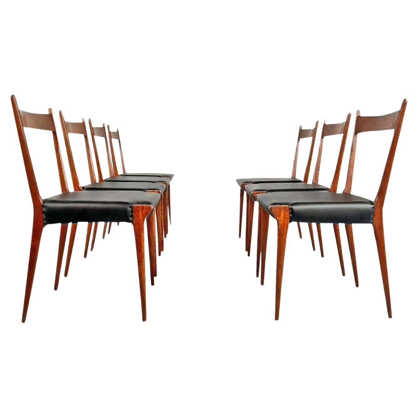 S2 Palissander Wood Dining Chair by Alfred Hendrickx for Belform 1950s, Set of 7