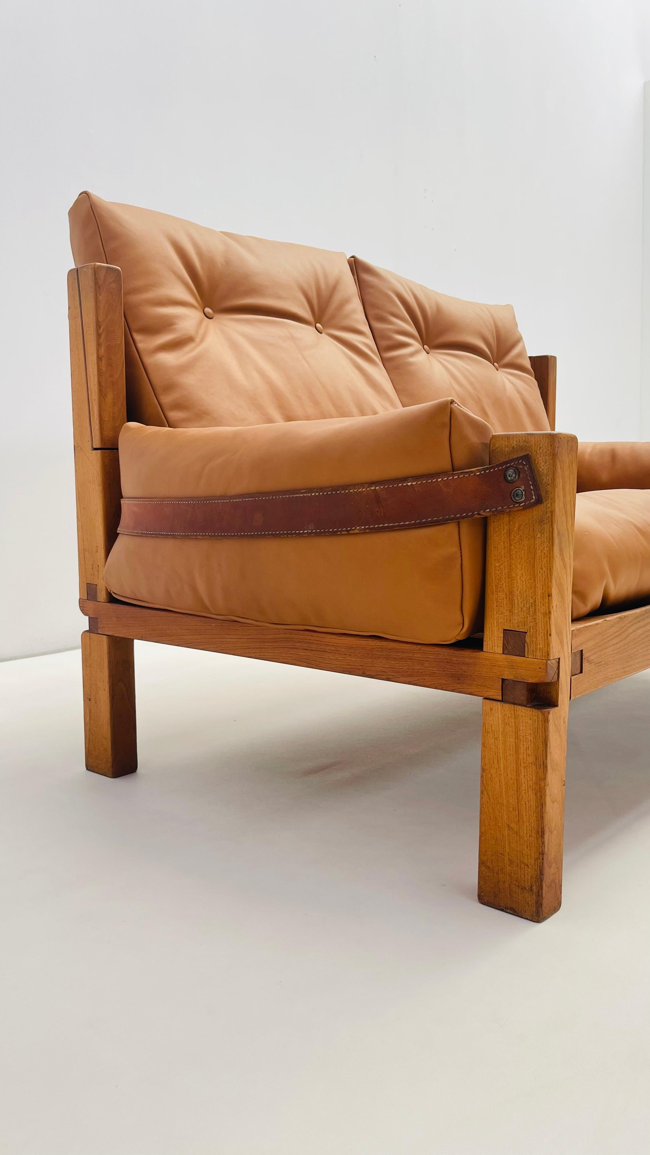 Zweisitzer-sofa 'S22' von Pierre Chapo (Leder) im Angebot