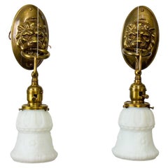 S269 Early 20th Century Lions Head Sconces, a Pair