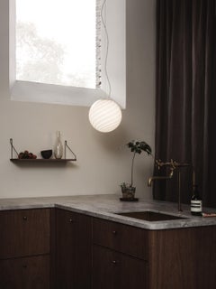 S30 Murano Pendant Ceiling Lamp in White Swirl Glass with Brass