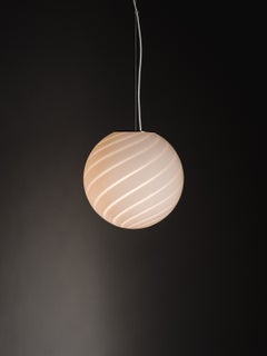 S30 Murano Pendant Ceiling Lamp in White Swirl Glass with Brass