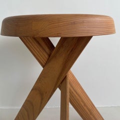 S31 Elm Wood Stool, Pierre Chapo, Made in France