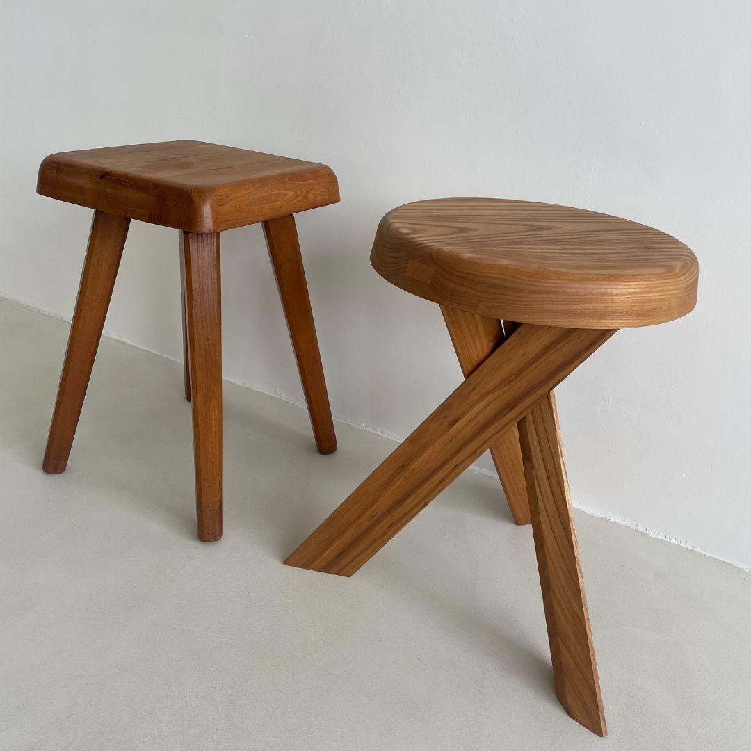 S31 Elm Wood Stool, Pierre Chapo, Made in France For Sale 1