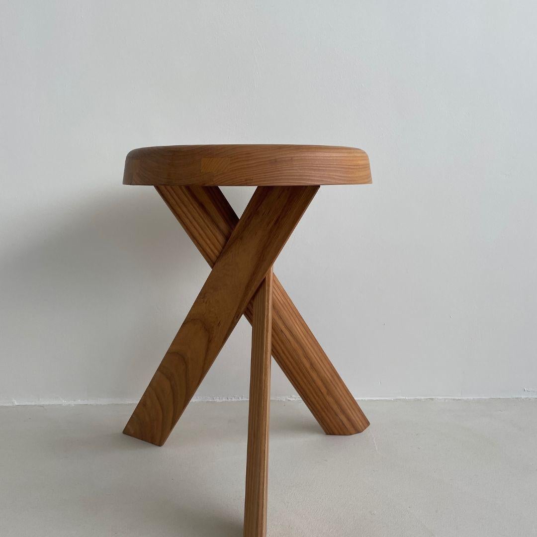 S31 Elm Wood Stool, Pierre Chapo, Made in France For Sale 3