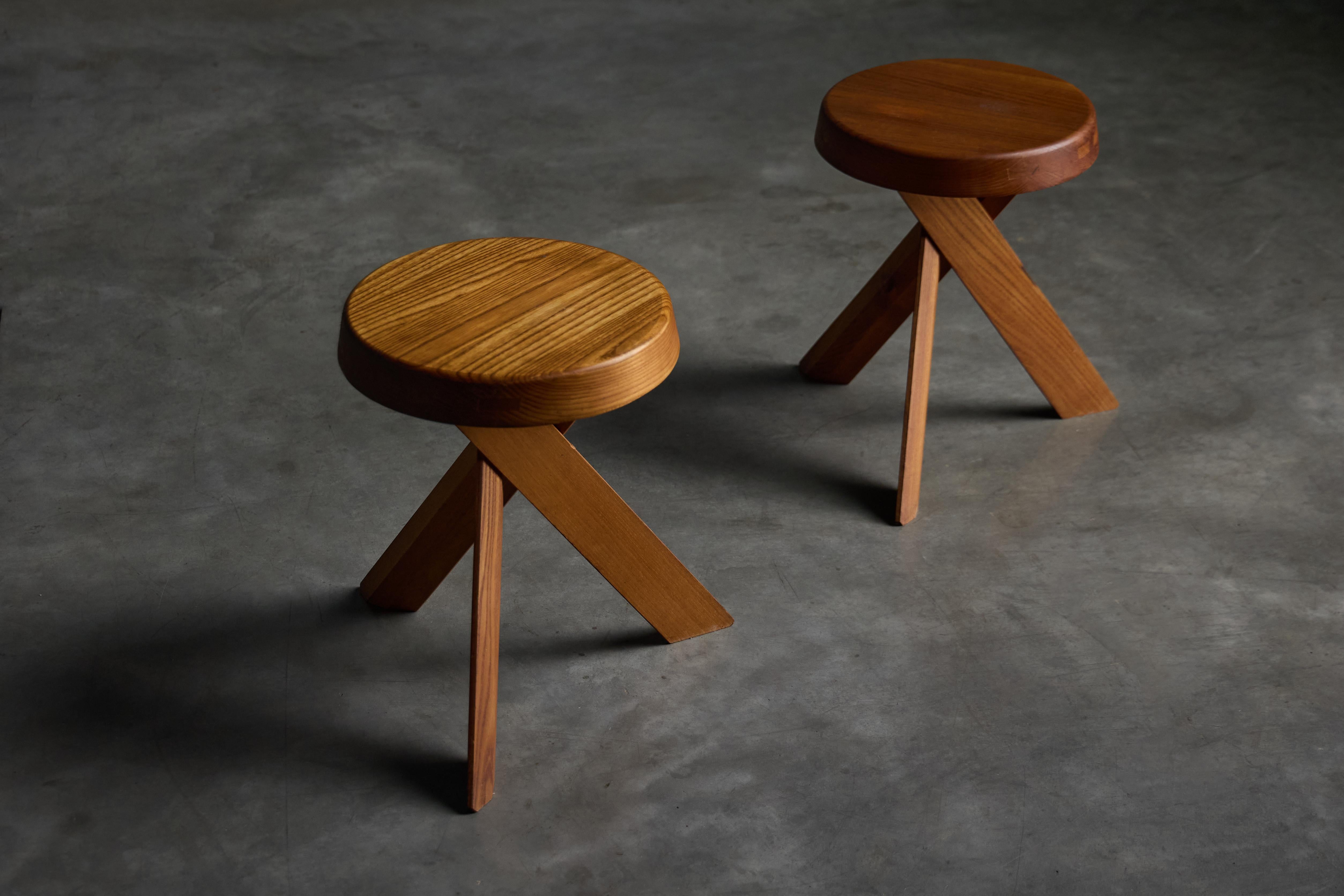 Mid-Century Modern S31 Tabourets par Pierre Chapo, France, 1970 en vente