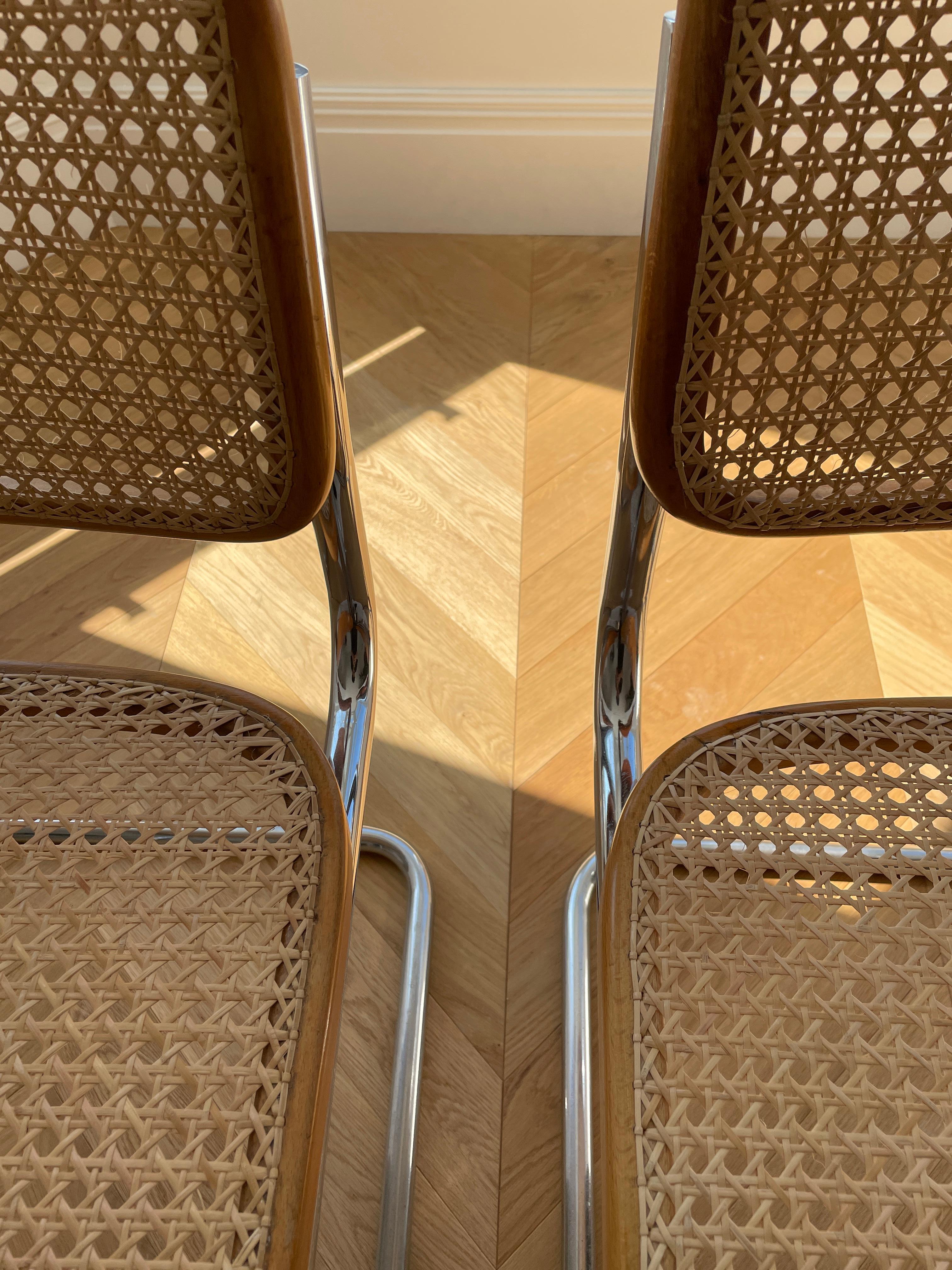 'S32' Cesca Chairs by Marcel Breuer and Gavina In Fair Condition For Sale In London, England