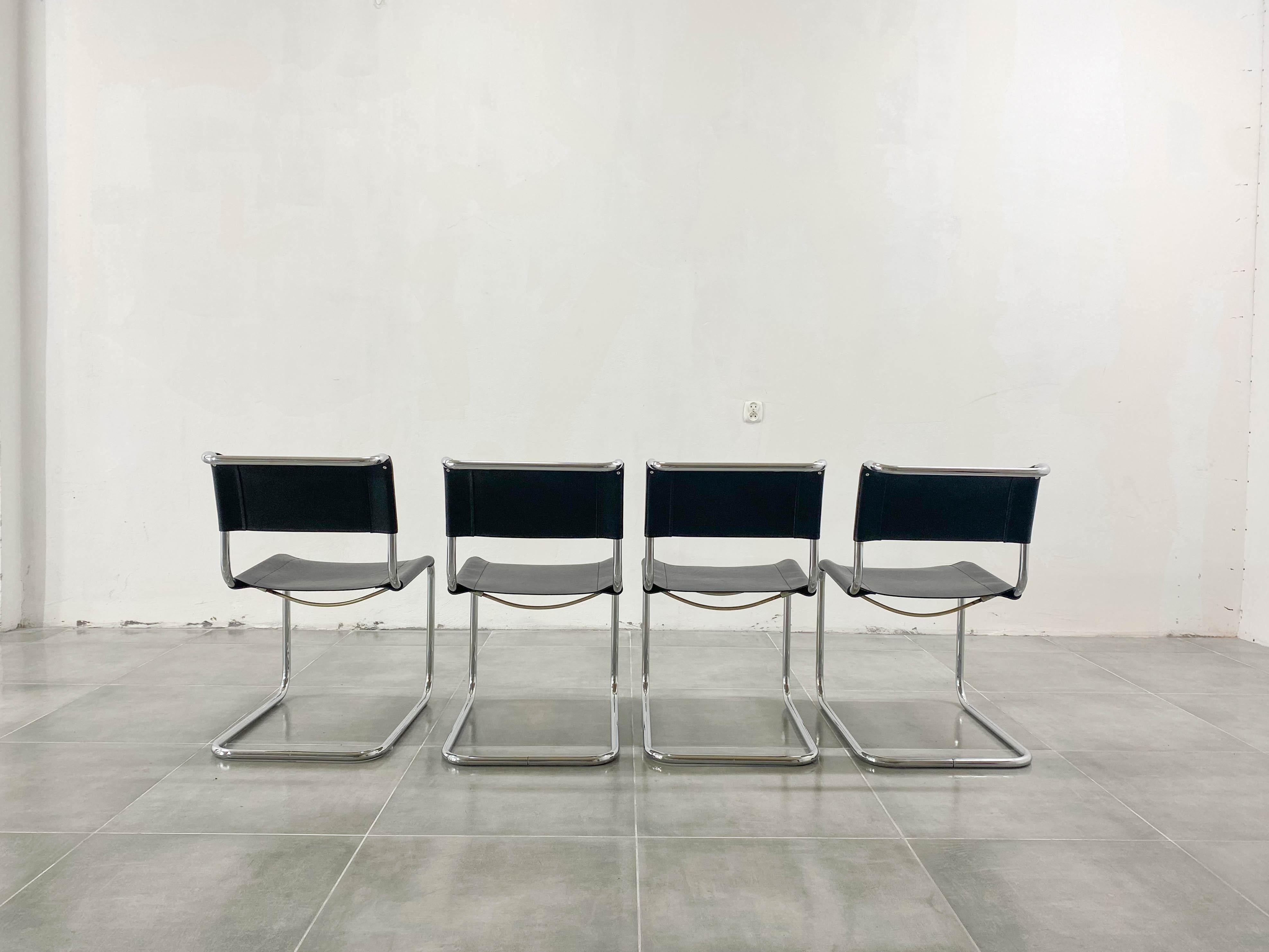 Steel S33 Chairs by Mart Stam for Thonet, 1970s, Set of 4