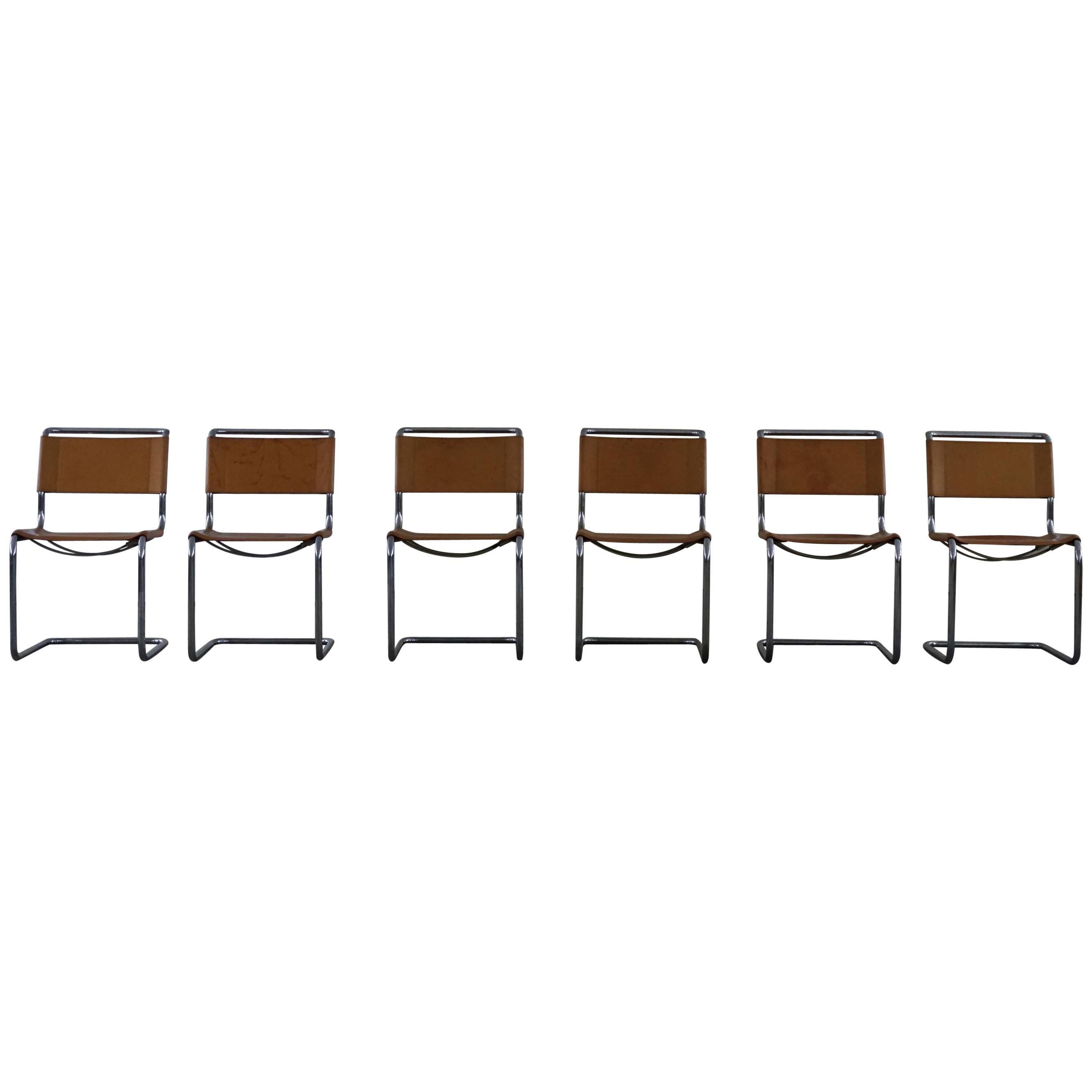 S33 Dining Chairs in Leather by Mart Stam for Thonet, 1980s, Set of 6