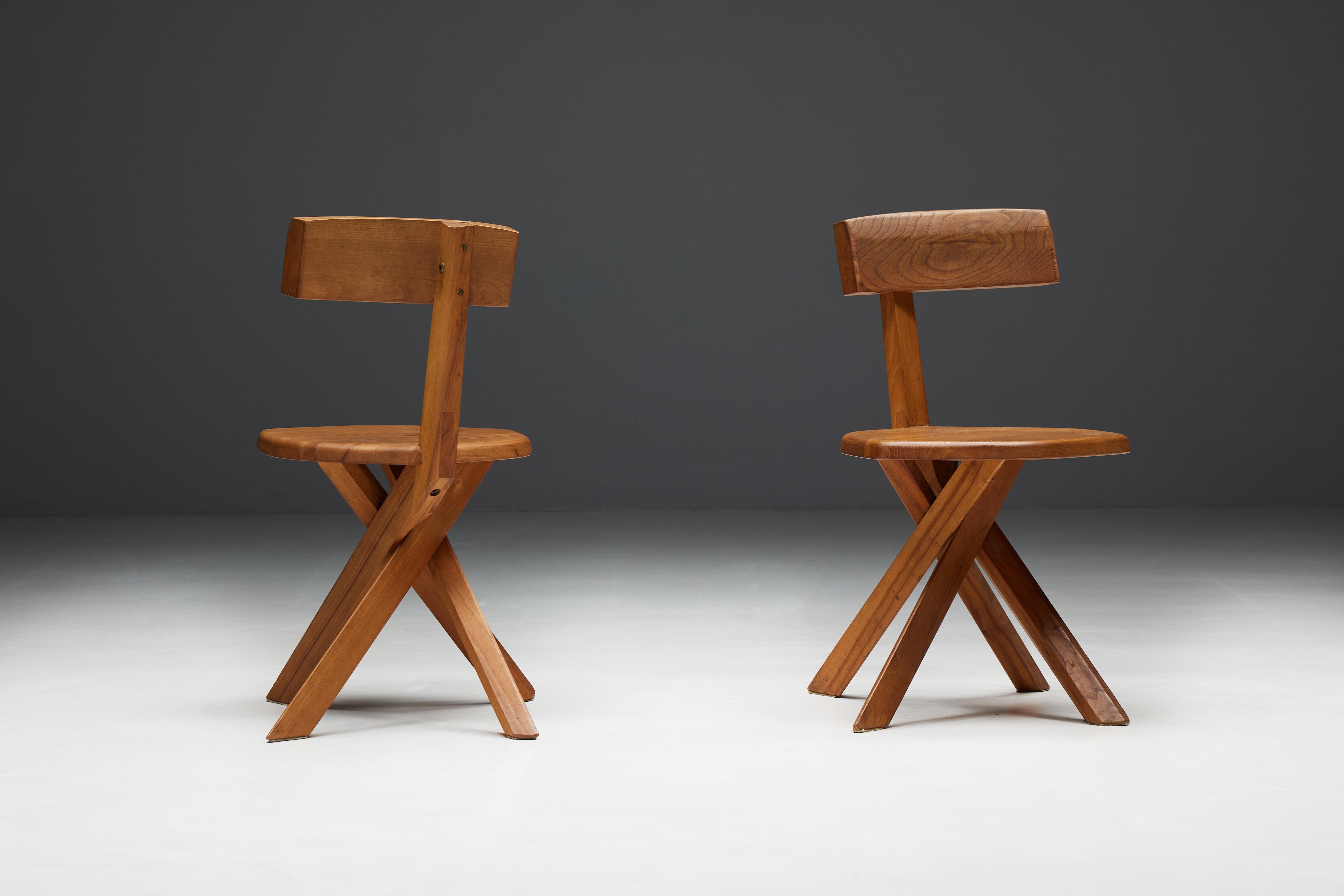 French S34 Dining Chairs by Pierre Chapo, France, 1970s For Sale