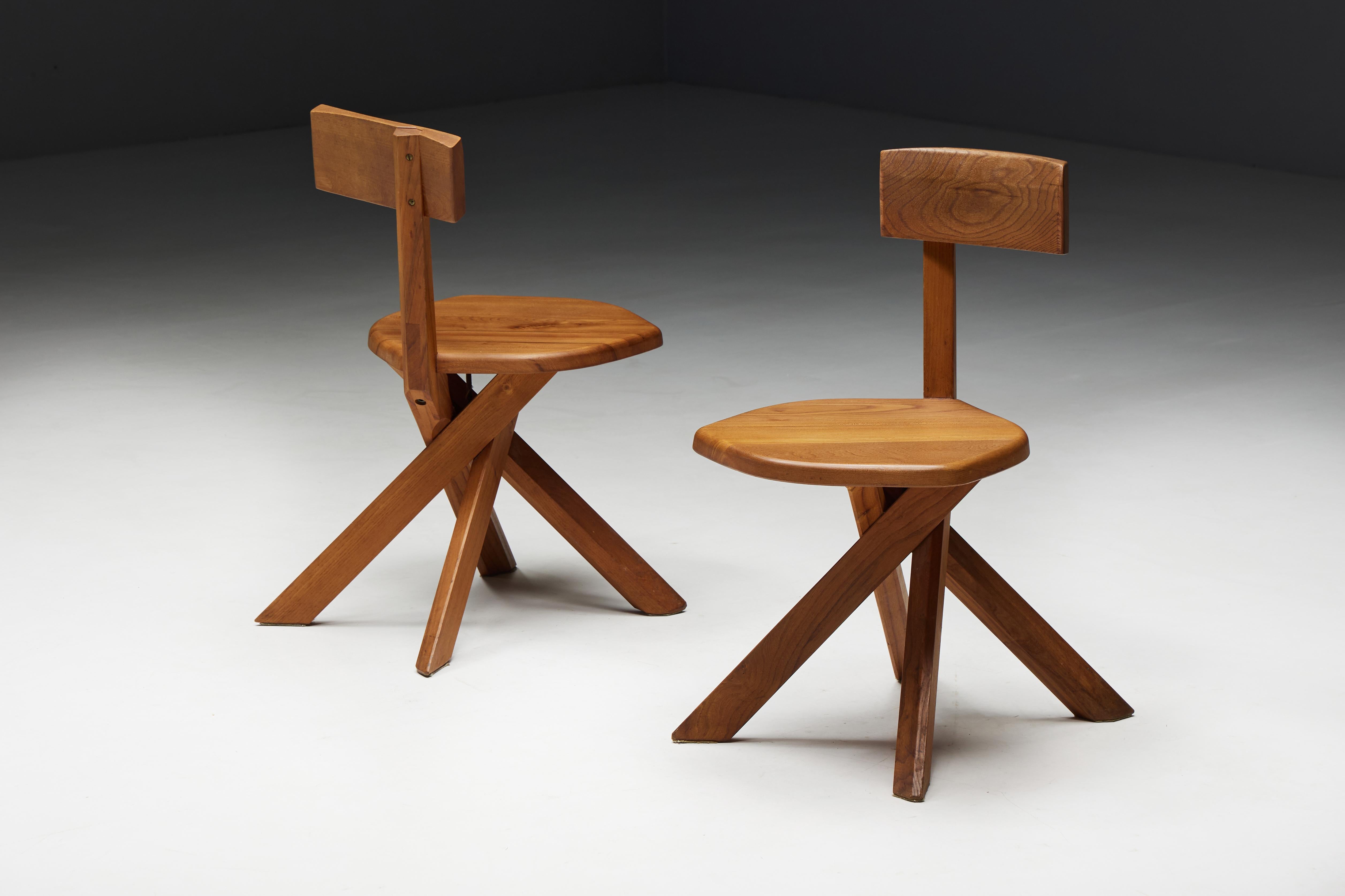 S34 Dining Chairs by Pierre Chapo, France, 1970s In Excellent Condition For Sale In Antwerp, BE