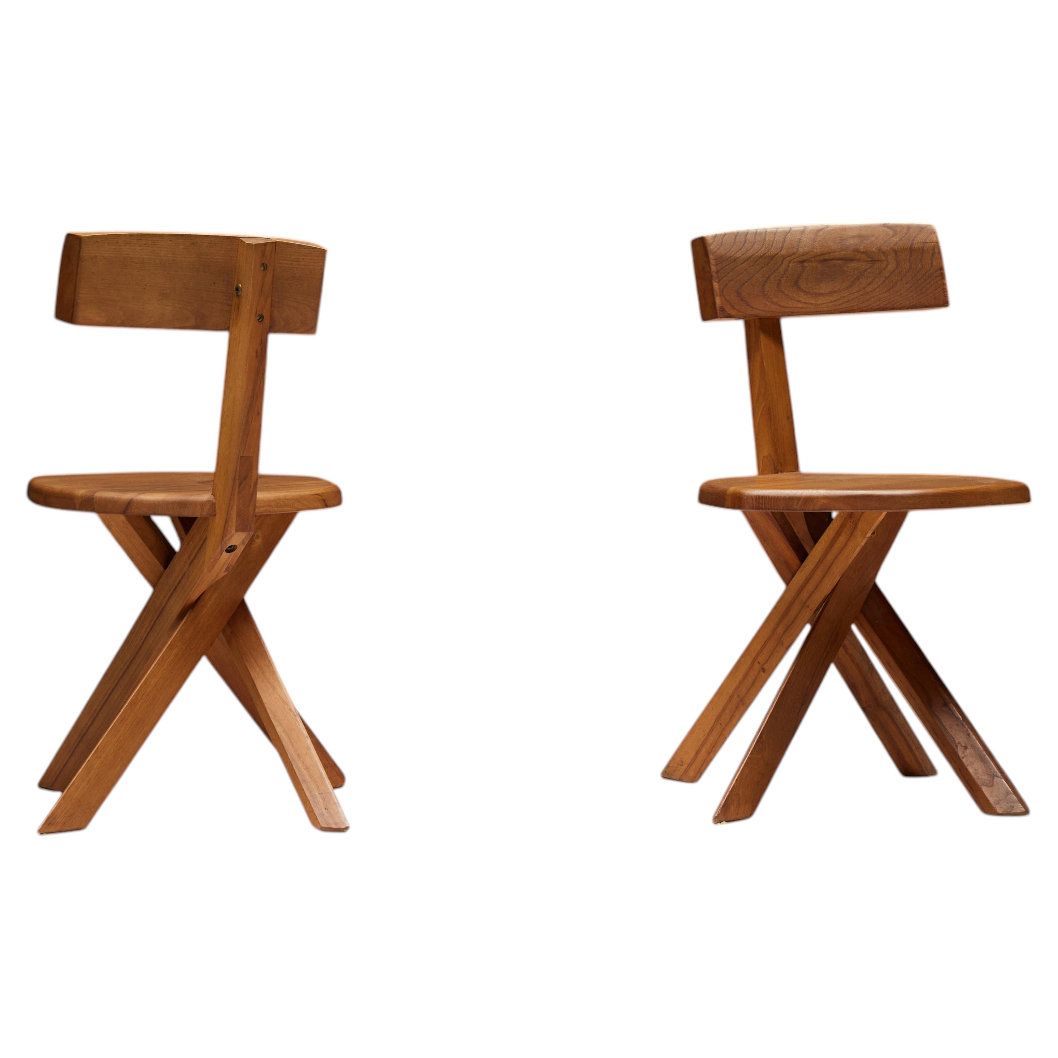 S34 Dining Chairs by Pierre Chapo, France, 1970s For Sale