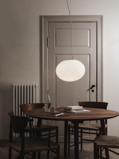 S35 Murano Pendant Ceiling Lamp in White Swirl Glass with Brass