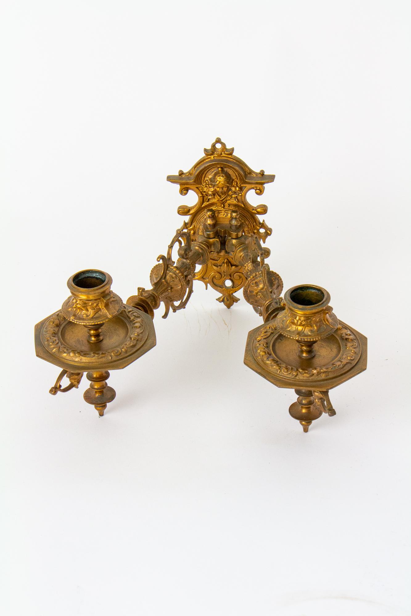 S374 19th Century Swing Arm Candle Sconces, a Pair In Good Condition For Sale In Canton, MA