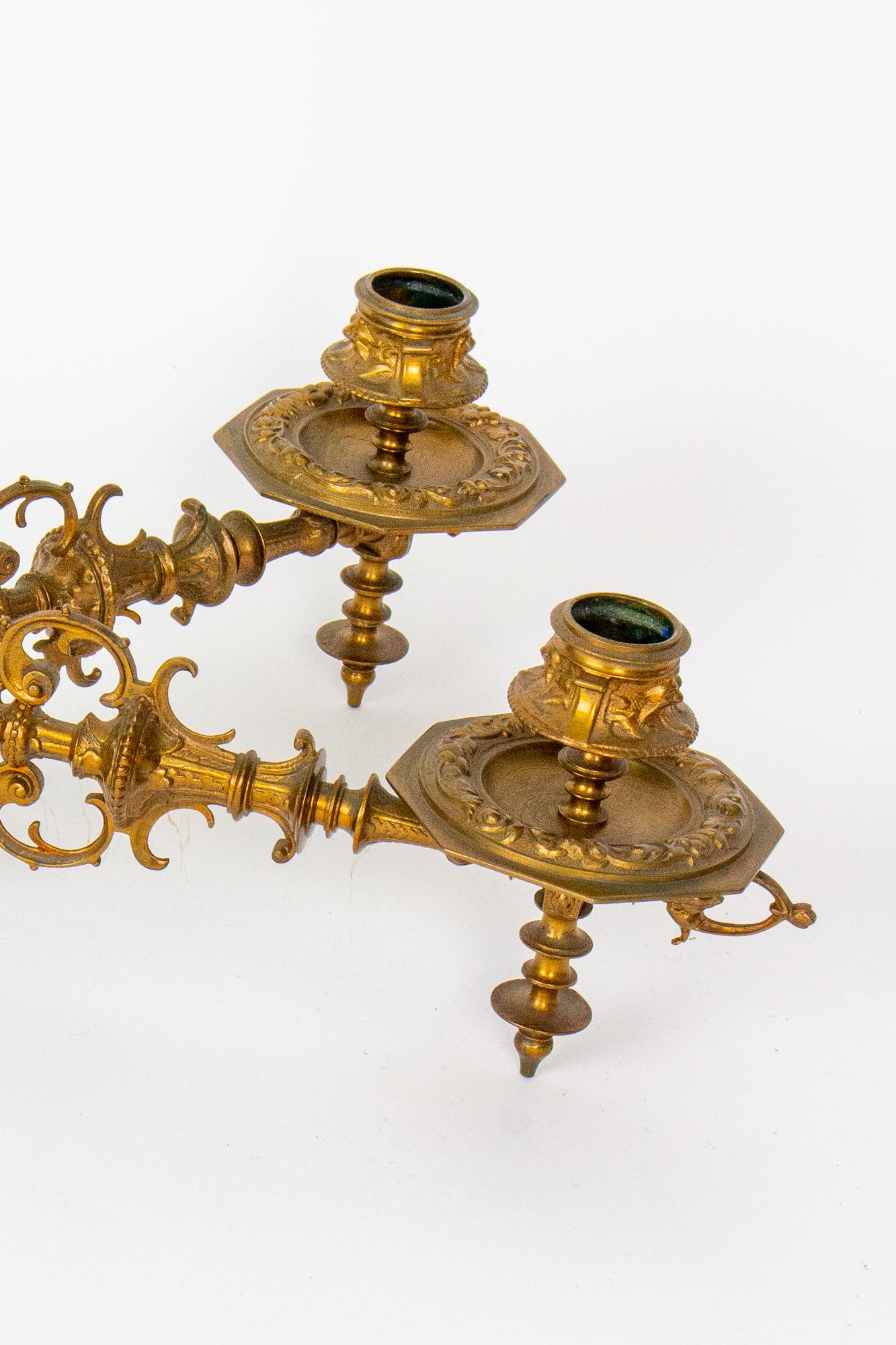 S374 19th Century Swing Arm Candle Sconces, a Pair For Sale 2
