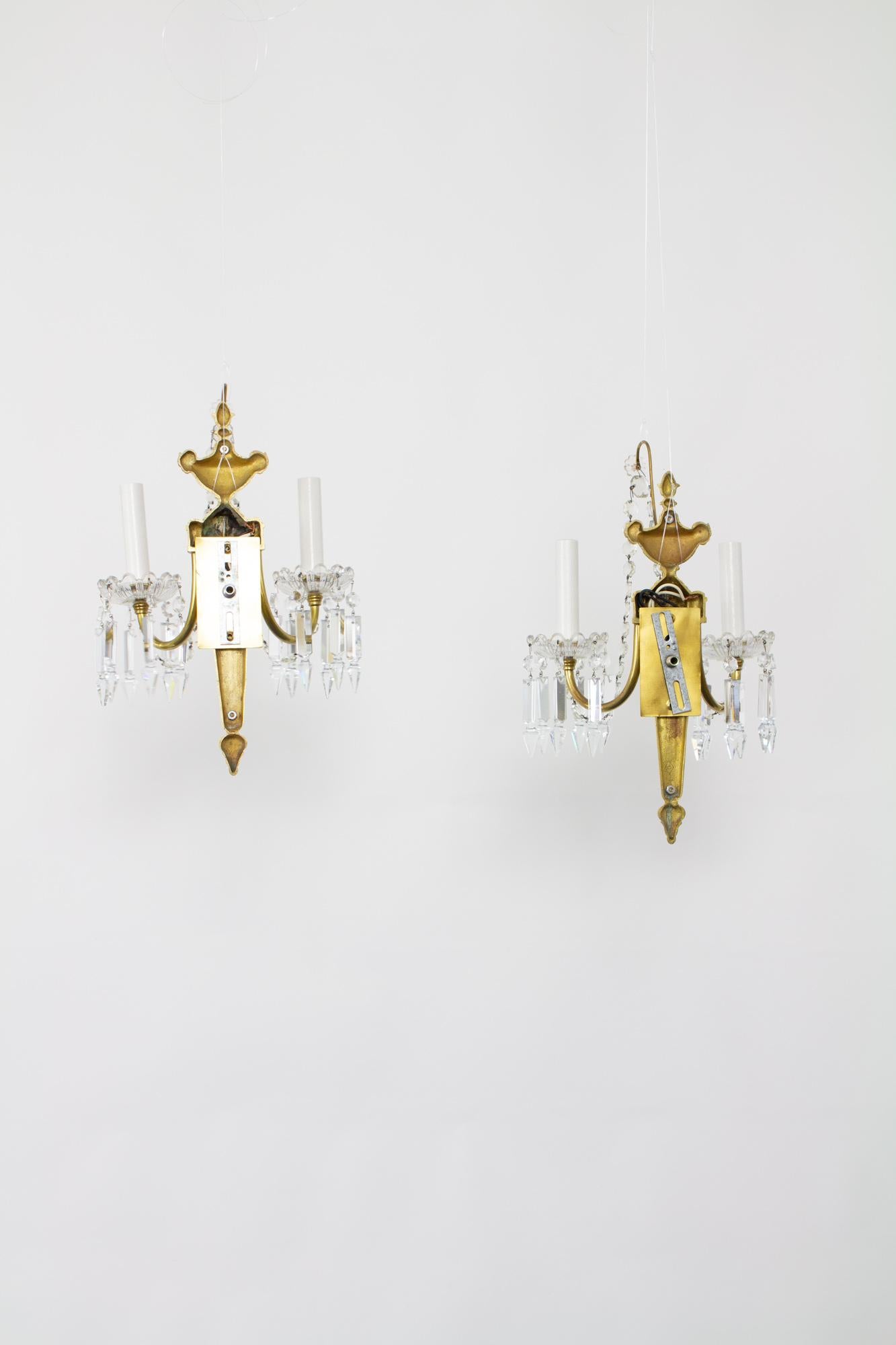 20th Century S379 EF Caldwell Two Arm Neoclassical Sconces, a Pair