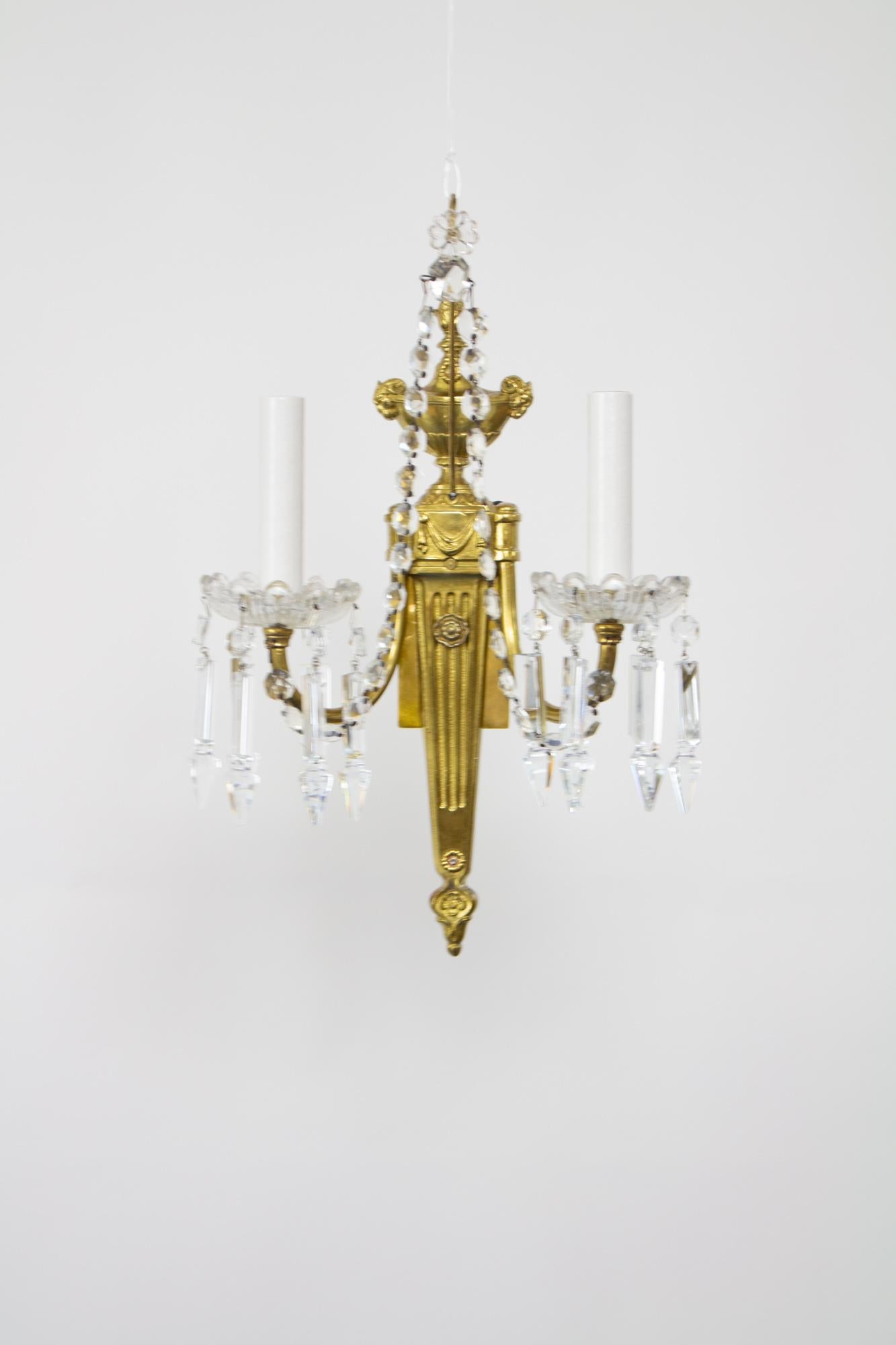 S379 EF Caldwell Two Arm Neoclassical Sconces, a Pair 1