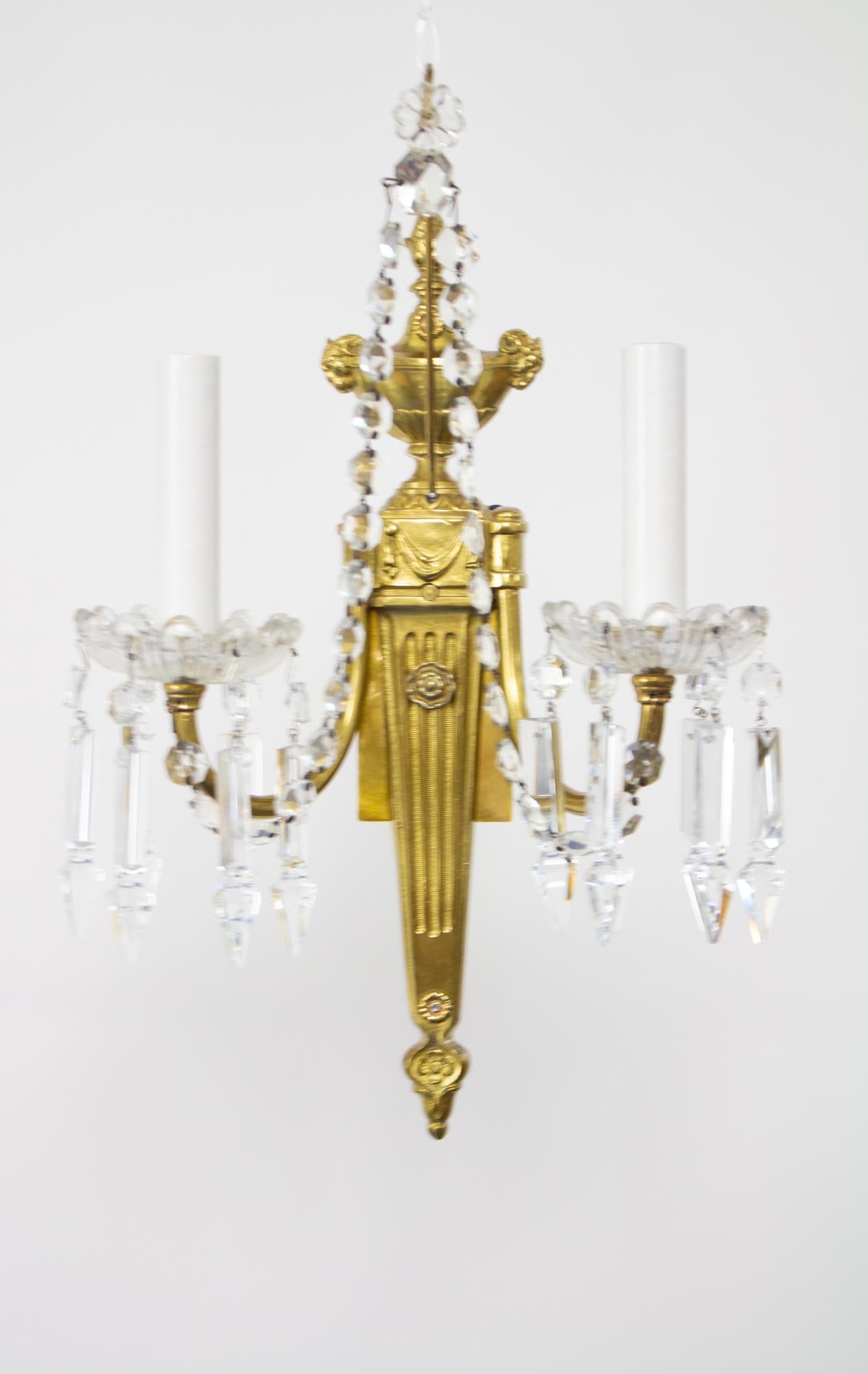 S379 EF Caldwell Two Arm Neoclassical Sconces, a Pair 2