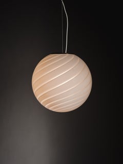 S40 Lámpara de techo colgante grande de Murano en cristal blanco arremolinado con latón