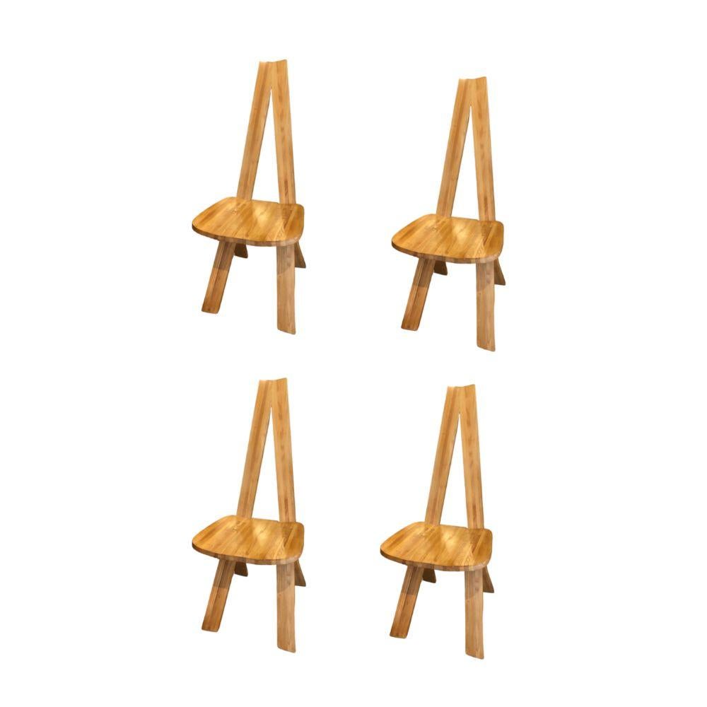 suite di 4 sedie S45 di Pierre Chapo in olmo con gambe incrociate.
 107 x 41 x 42 cm