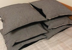 Set of 6 Art Deco Color Block Geometric Pillow Cases, Linen Back