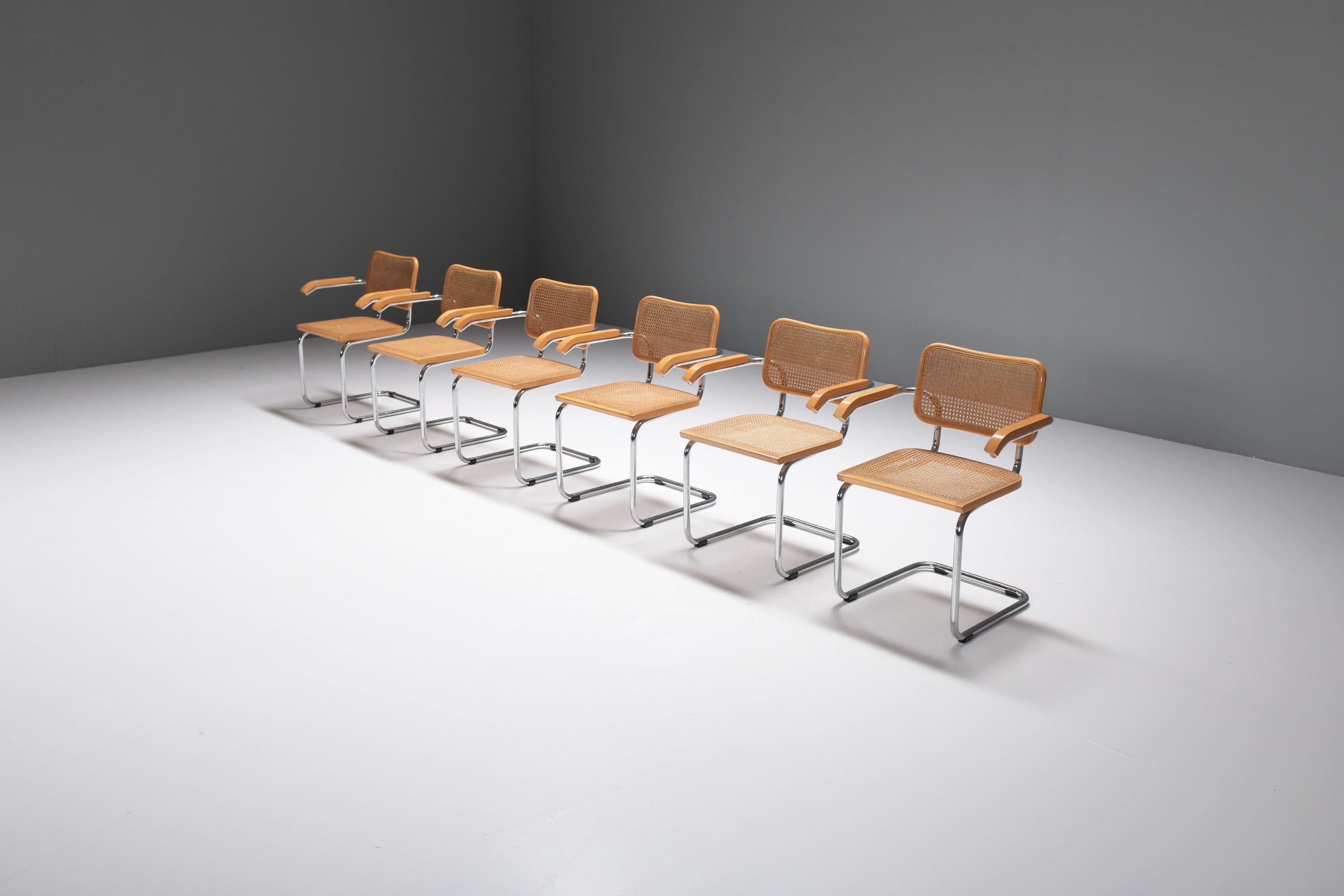 S64 Cesca dining chairs Marcel Breuer inspired - Italy In Good Condition For Sale In Buggenhout, Oost-Vlaanderen
