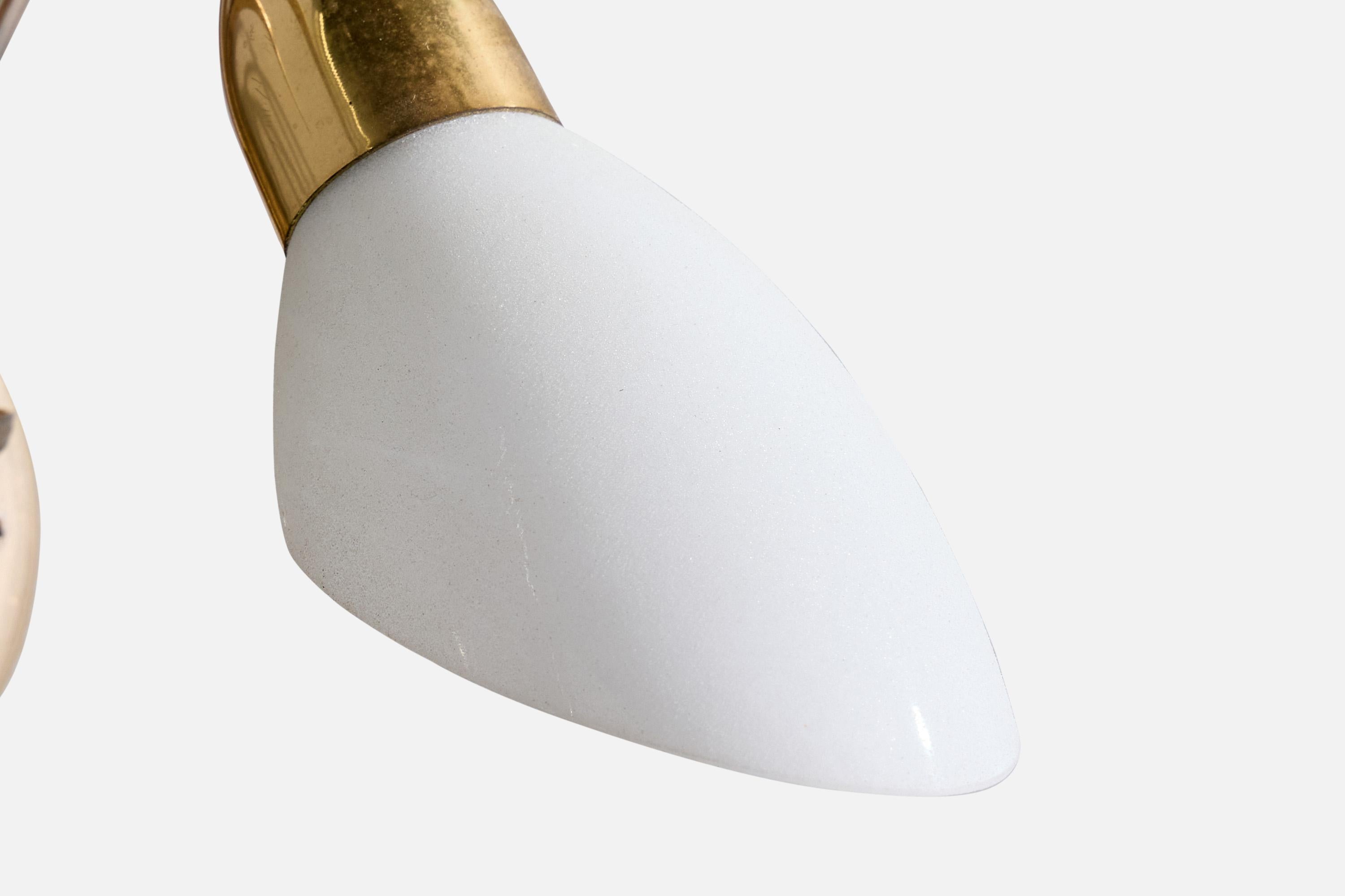 S.A. Boulanger, Wall Lights, Brass, Glass, Belgium, 1970s For Sale 4
