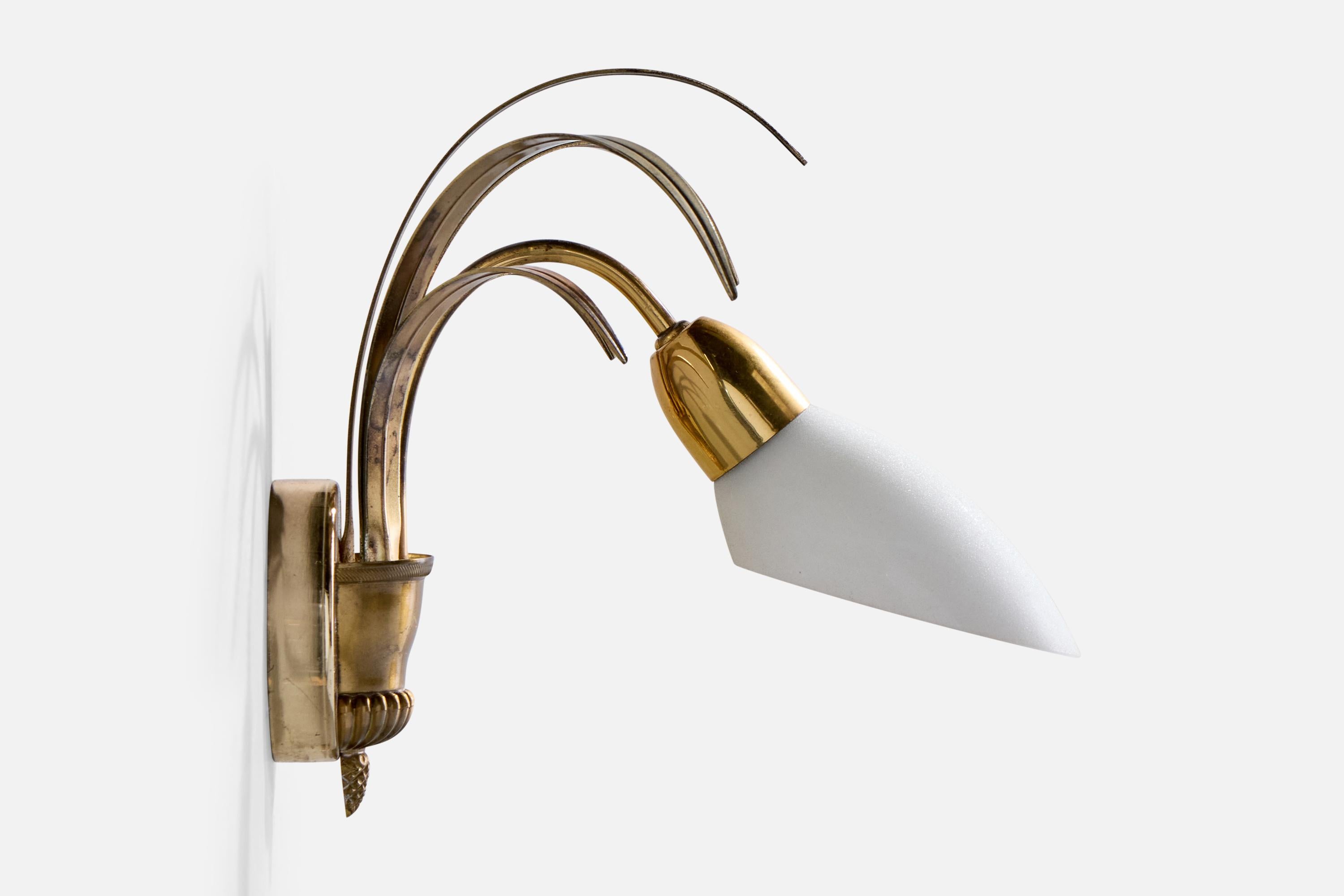 Late 20th Century S.A. Boulanger, Wall Lights, Brass, Glass, Belgium, 1970s For Sale