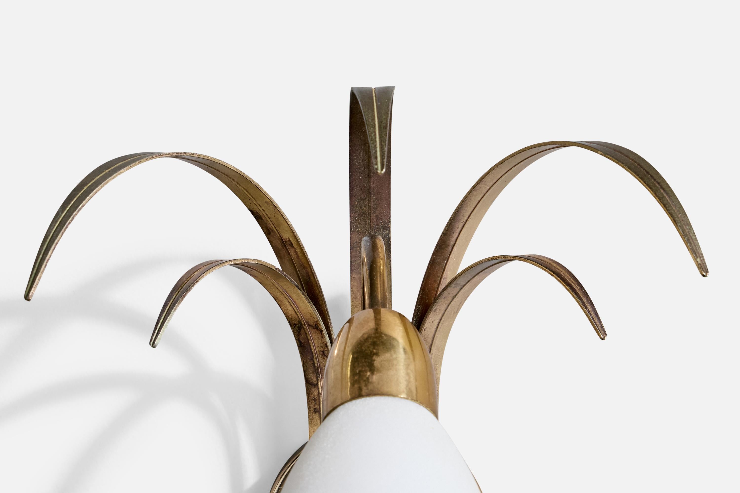 S.A. Boulanger, Wall Lights, Brass, Glass, Belgium, 1970s For Sale 2