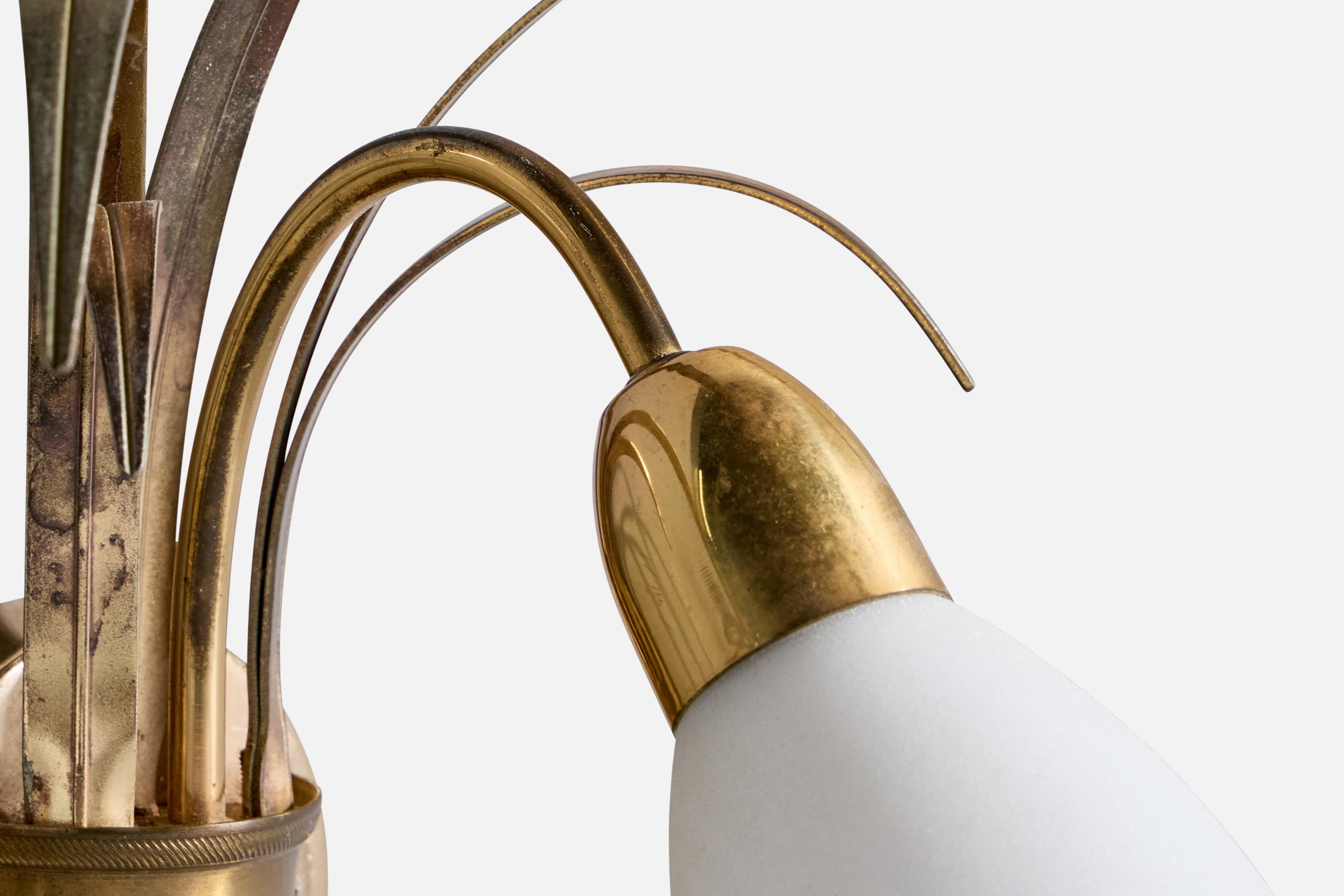S.A. Boulanger, Wall Lights, Brass, Glass, Belgium, 1970s For Sale 3