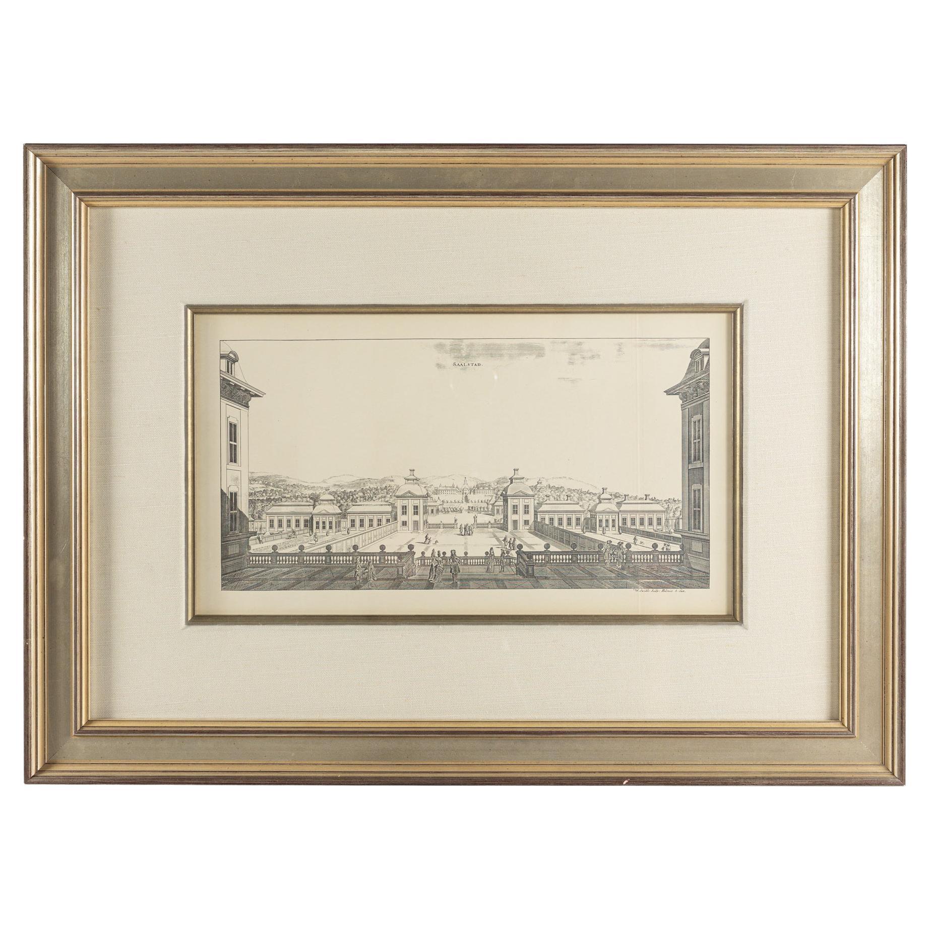 Saalstad Courtyard Black and White Architectural Framed Print