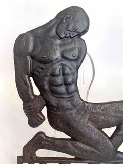 "SAAR, 1918-1935, " Rare Art Deco Relief Sculpture of Nude Worker, Viktor Funk