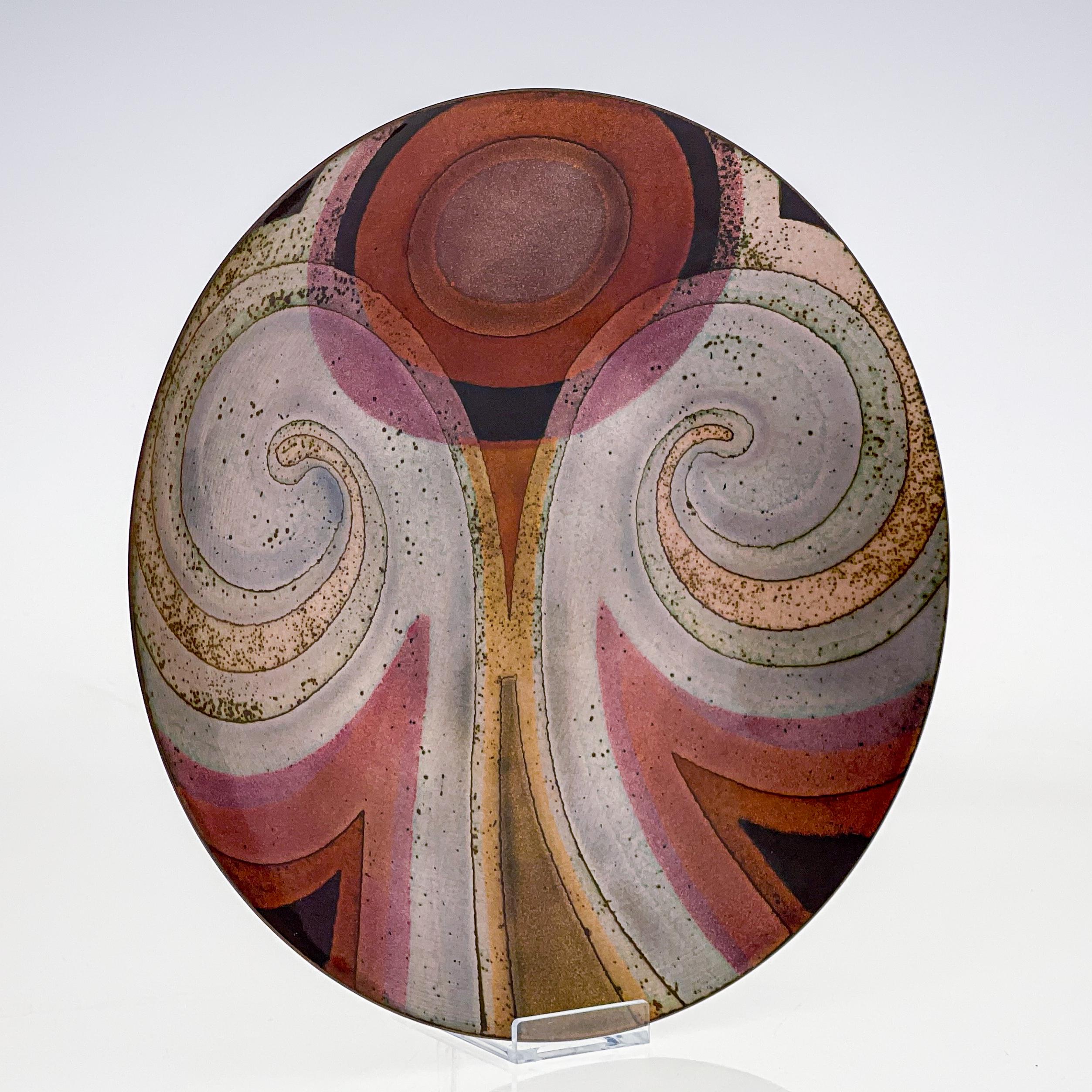 Scandinavian Modern Saara Hopea, a Multicolored Enameled Copper Plate, Handmade, 1960s