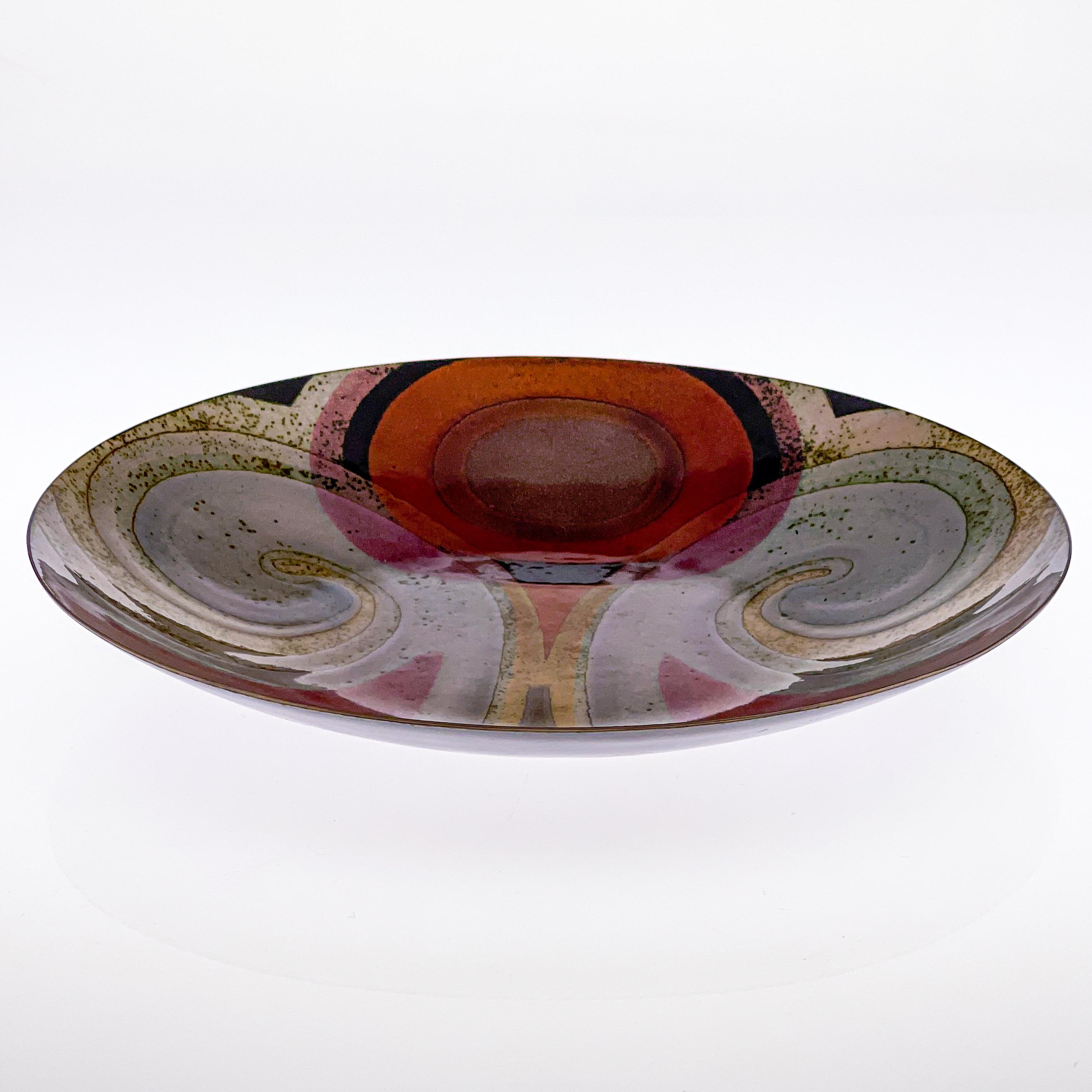 Mid-20th Century Saara Hopea, a Multicolored Enameled Copper Plate, Handmade, 1960s