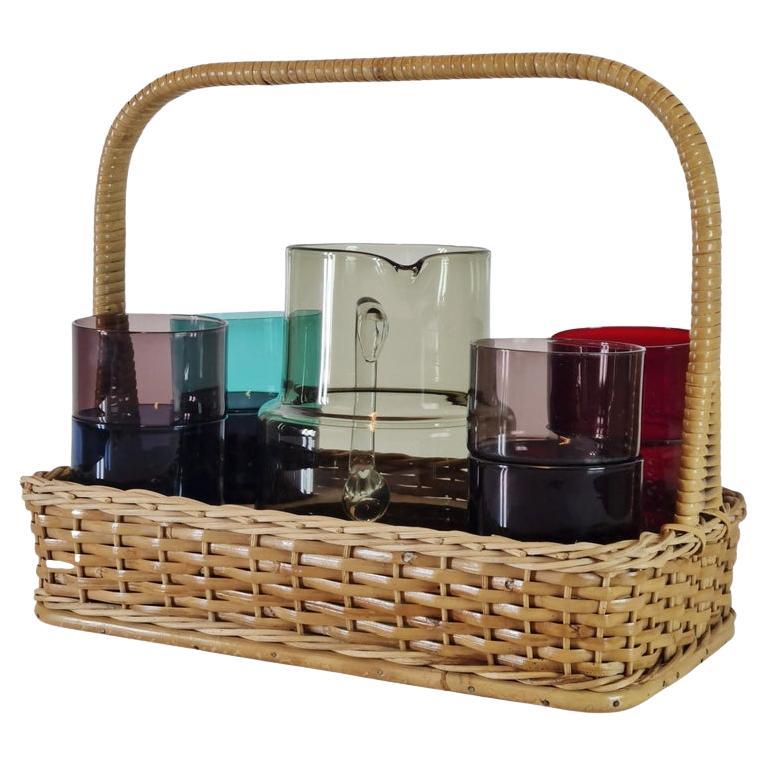 Set di bicchieri e brocca impilabili colorati Saara Hopea 1718/ 1618, Nuutajärvi