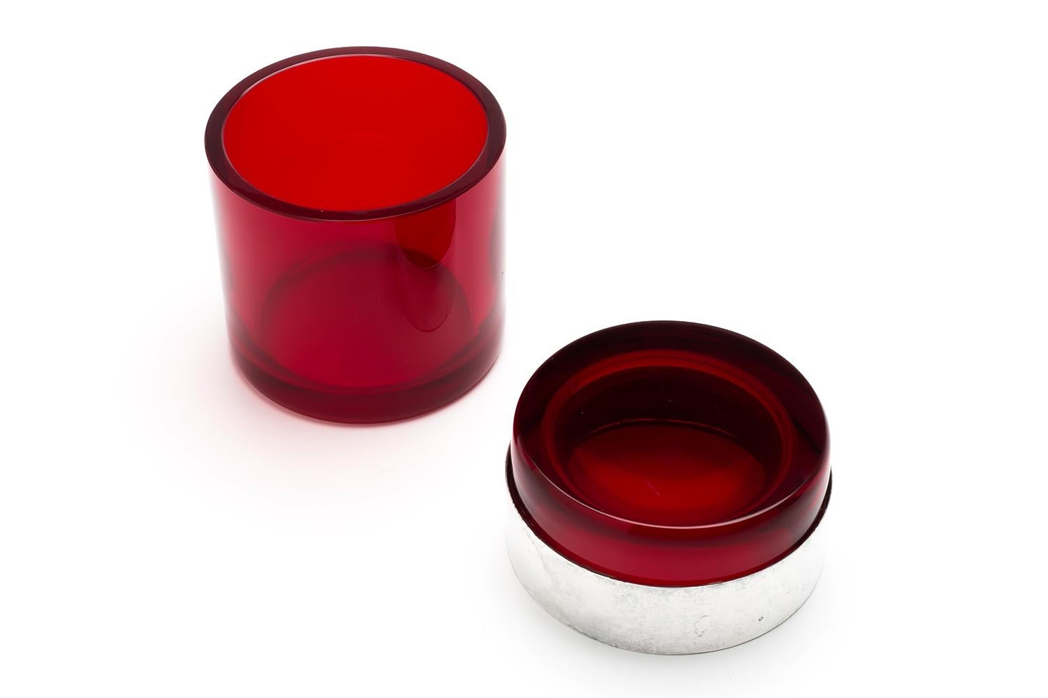 Saara Hopea / COVERD CYLINDRICAL JAR(RED) S SH126 / Nuutajärvi (Mitte des 20. Jahrhunderts) im Angebot