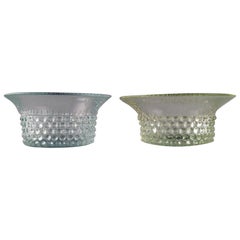 Saara Hopea for Nuutajärvi, Two Bowls in Art Glass, Budded Design, 1960s-1970s