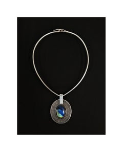 Saara Hopea Silver Pendant with Composite Spectrolite Stone