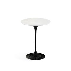 Saarinen 16" Side Table, Polished White Extra Marble Top & Black or White Base
