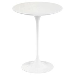 Saarinen 16" Side Table, Polished White Extra Marble Top & Black or White Base