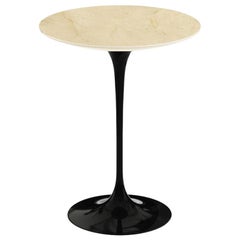 Saarinen 16" Pedestal Side Table, Satin Empire Beige Marble, Black or White Base