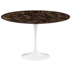 Saarinen 47" Dining Table, Polished Emperador Dark Marble & Black or White Base