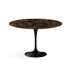 Saarinen 47" Dining Table, Satin Emperador Dark Marble & Black or White Base