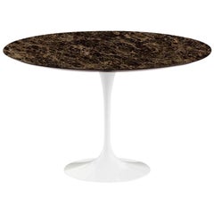 Saarinen 47" Dining Table, Satin Emperador Dark Marble & Black or White Base