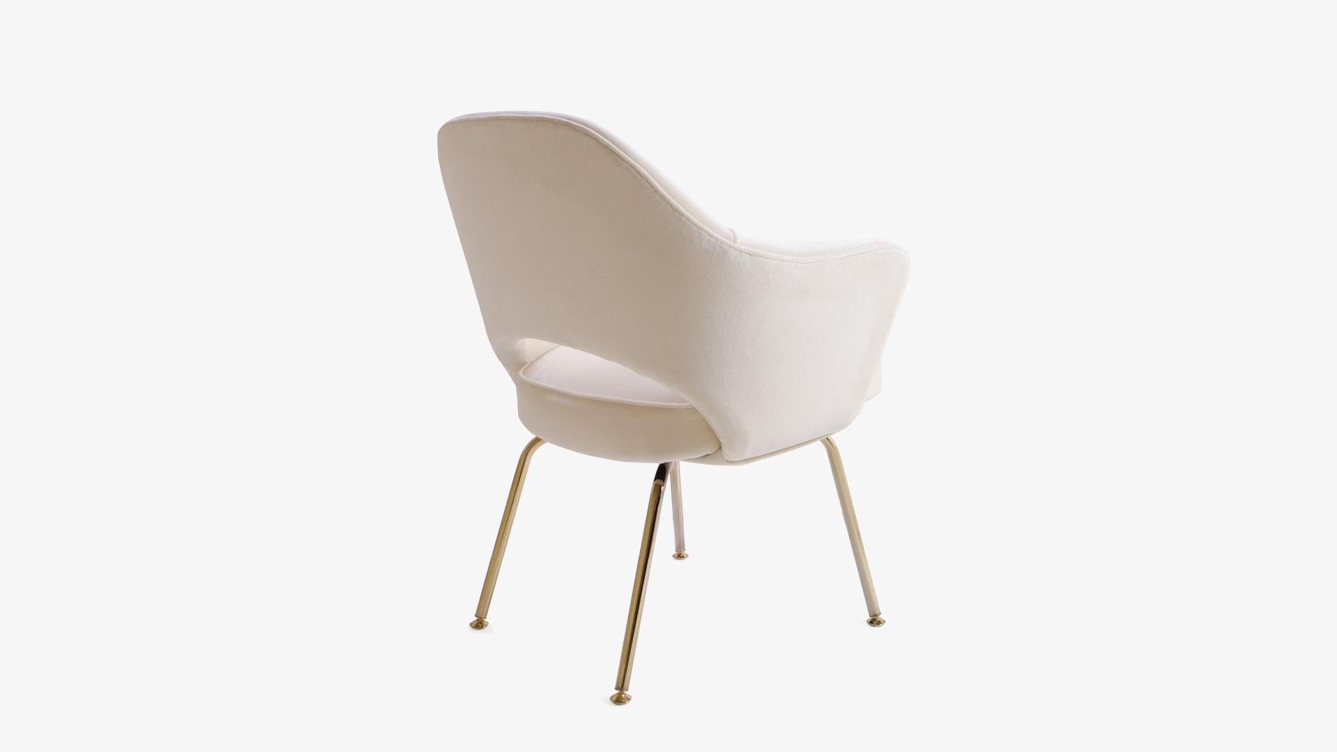 American Saarinen Executive Armchairs in Creme Velvet, Gold Edition For Sale